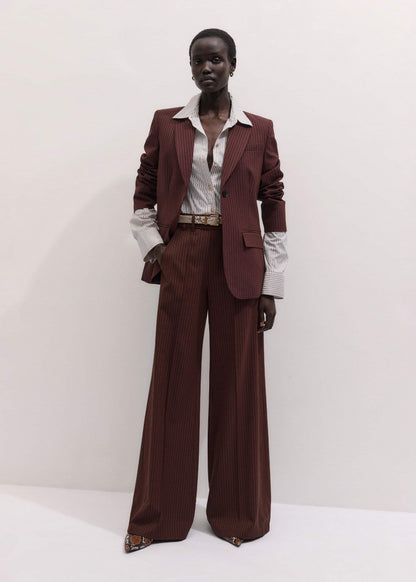 Cinnamon Pinstripe Wide-Leg Pant | ME+EM