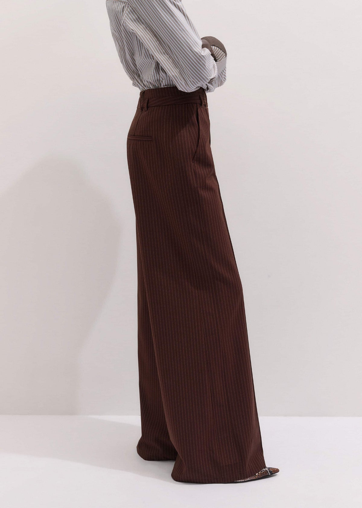 Cinnamon Pinstripe Wide-Leg Pant | ME+EM