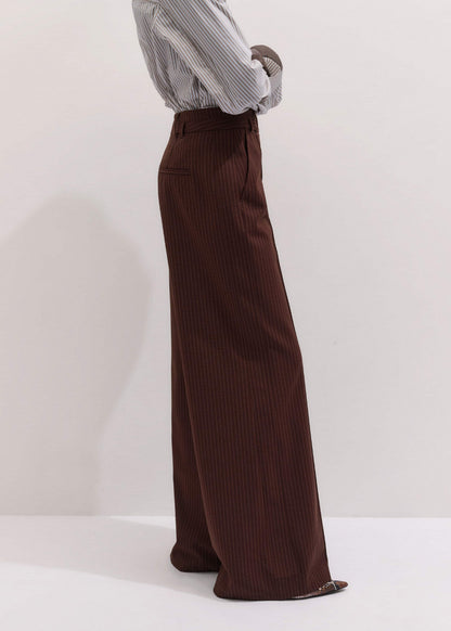 Cinnamon Pinstripe Wide-Leg Pant | ME+EM