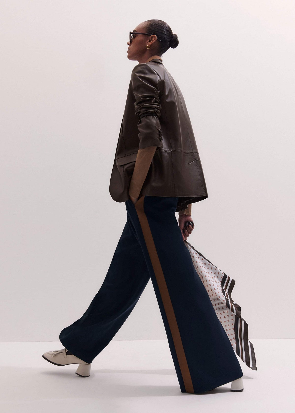 Navy Contrast Side Panel Wide-Leg Pant | ME+EM