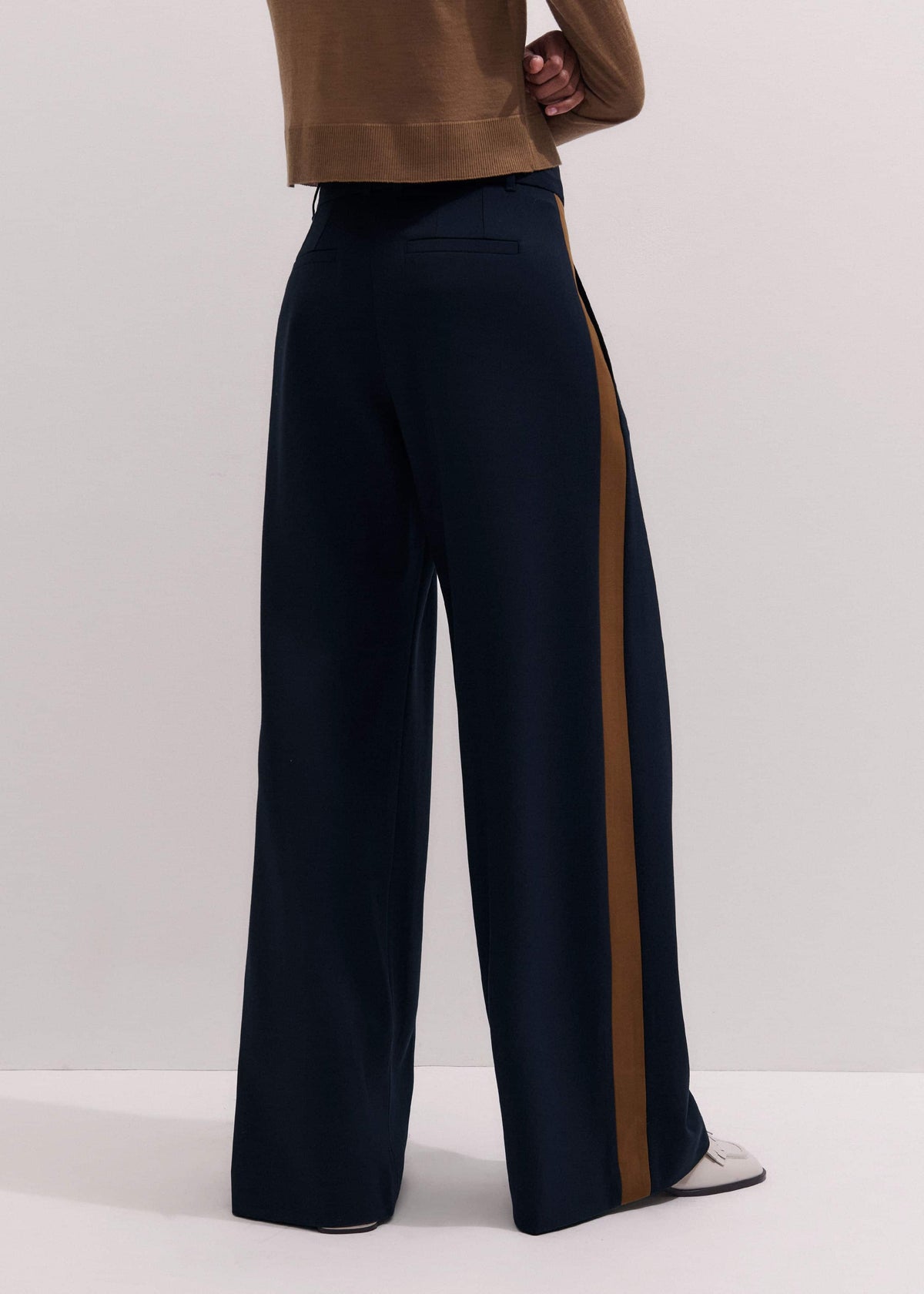 Navy Contrast Side Panel Wide-Leg Pant | ME+EM