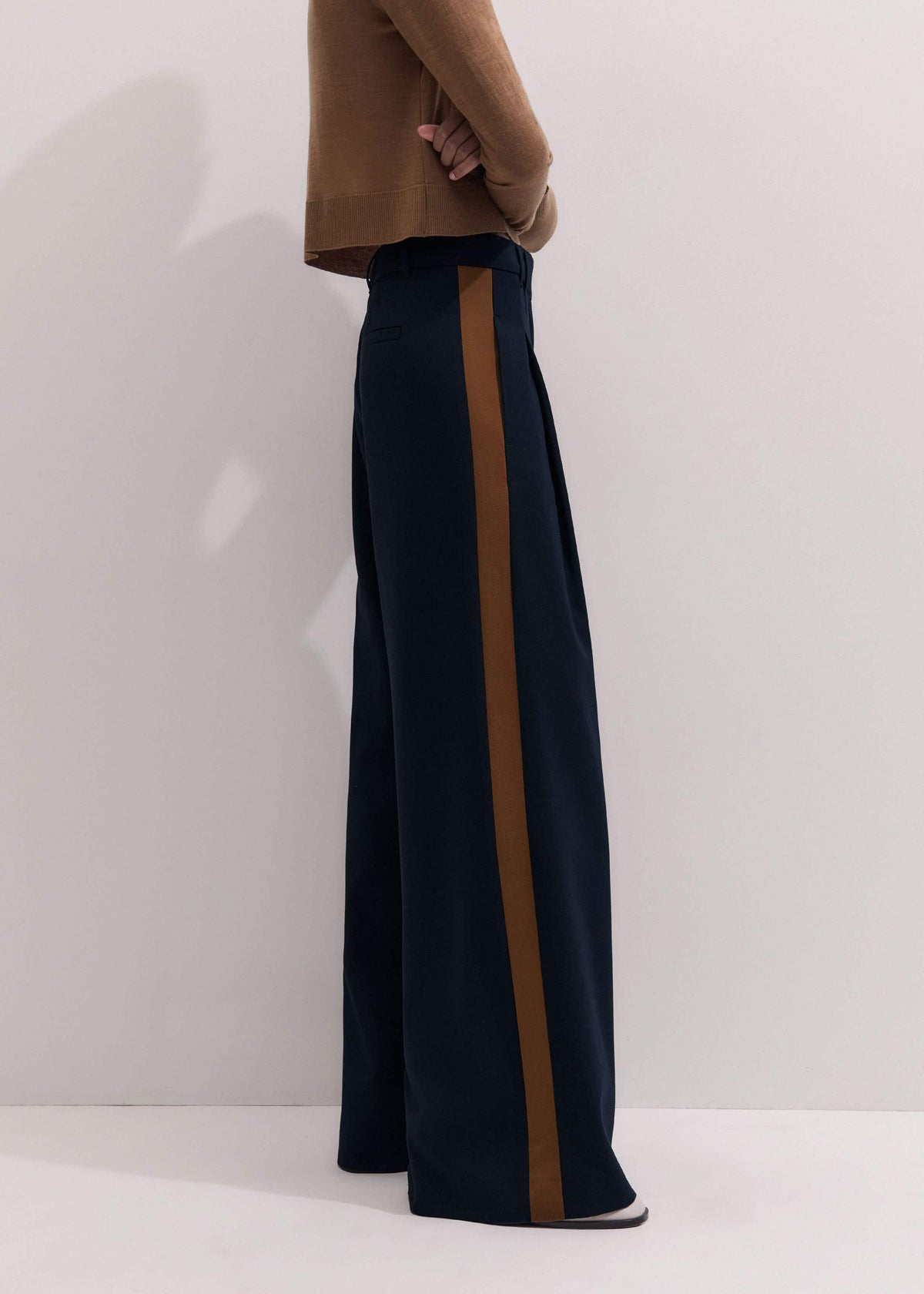 Navy Contrast Side Panel Wide-Leg Pant | ME+EM