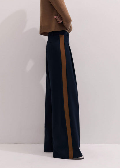 Navy Contrast Side Panel Wide-Leg Pant | ME+EM