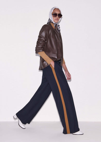 Navy Contrast Side Panel Wide-Leg Pant | ME+EM