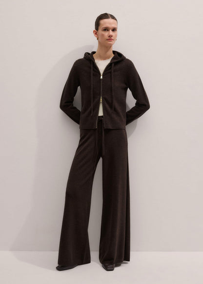 Brown Cashmere Wide-Leg Knit Pant | ME+EM