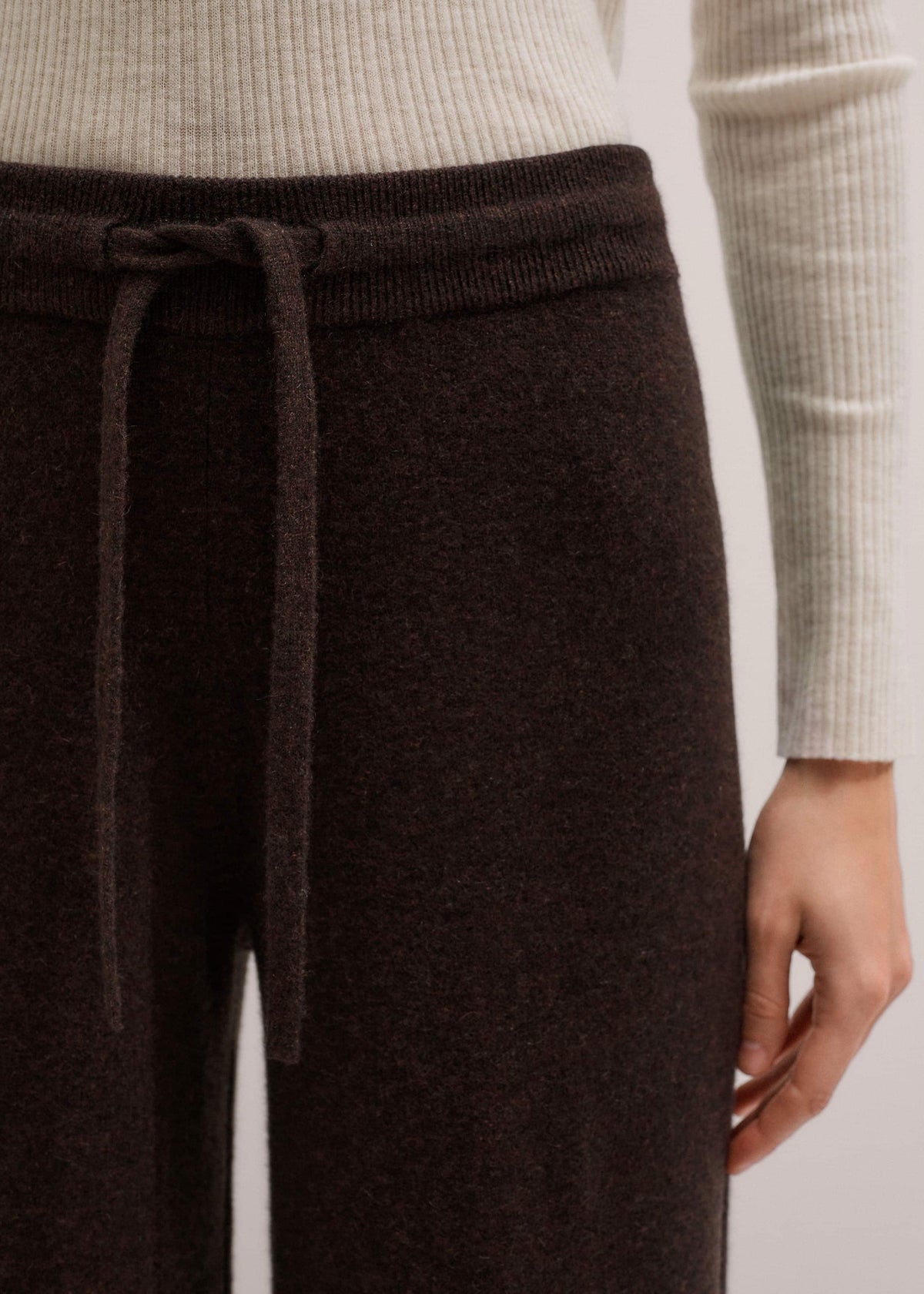 Brown Cashmere Wide-Leg Knit Pant | ME+EM