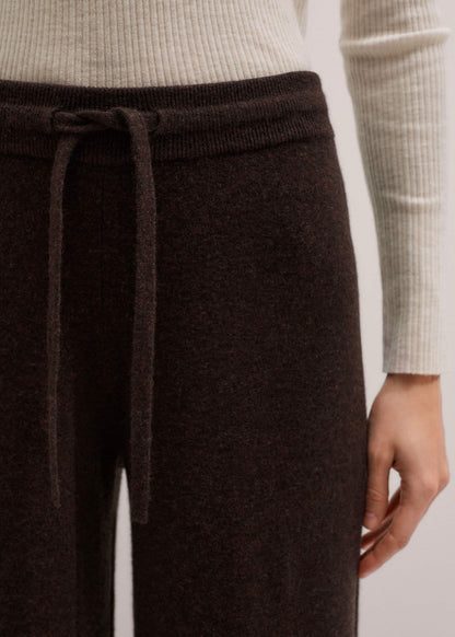 Brown Cashmere Wide-Leg Knit Pant | ME+EM