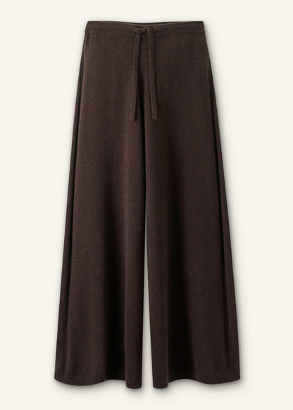 Brown Cashmere Wide-Leg Knit Pant | ME+EM