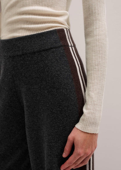 Gray Side Stripe Milano Knit Wide Leg Pant | ME+EM