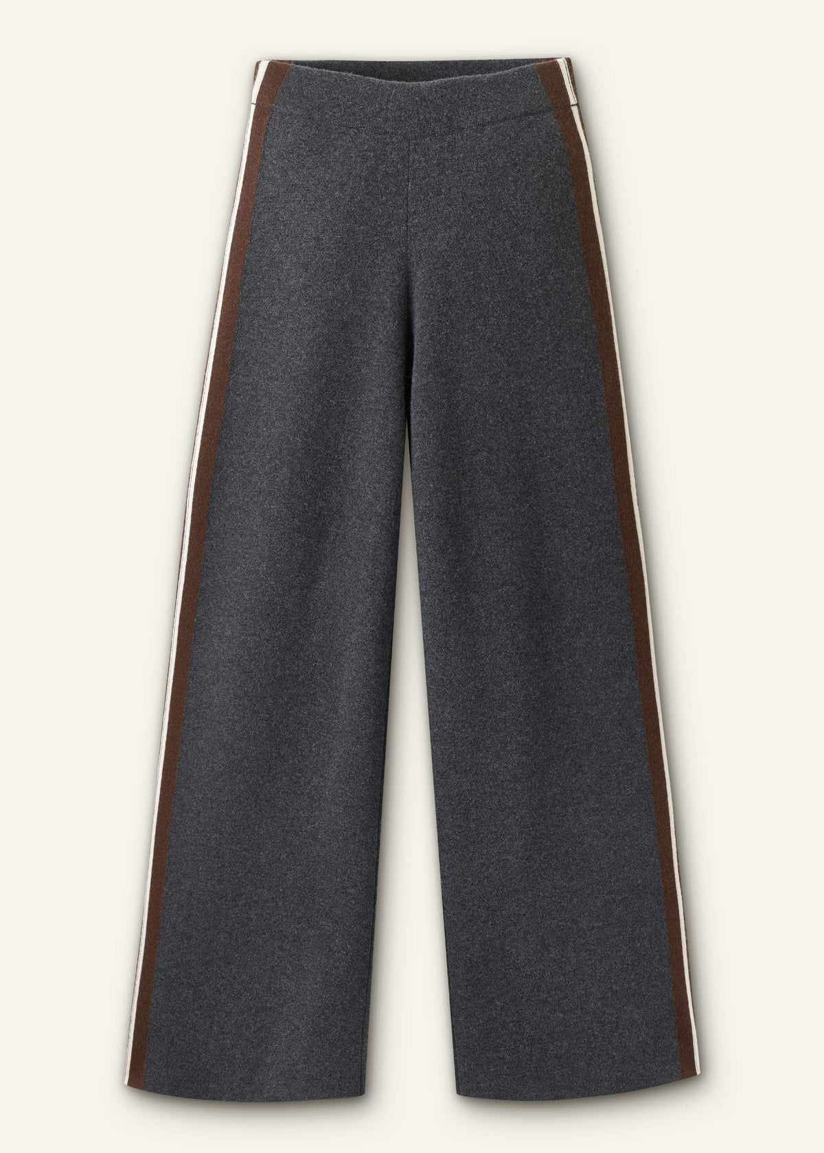 Gray Side Stripe Milano Knit Wide Leg Pant | ME+EM