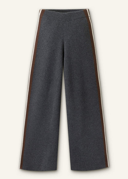 Gray Side Stripe Milano Knit Wide Leg Pant | ME+EM