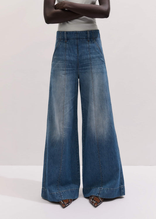 Mid-Blue High Waist Wide Jean | ME+EM