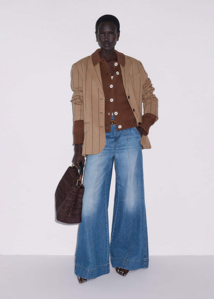 Mid-Blue High Waist Wide Jean | ME+EM