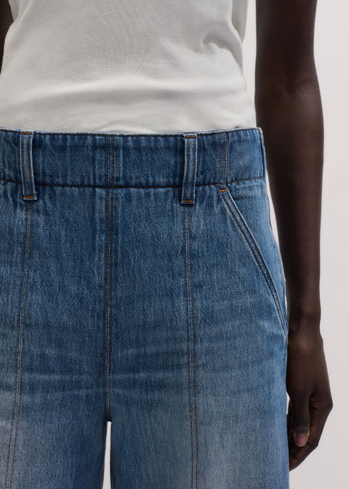 Mid-Blue High Waist Wide Jean | ME+EM
