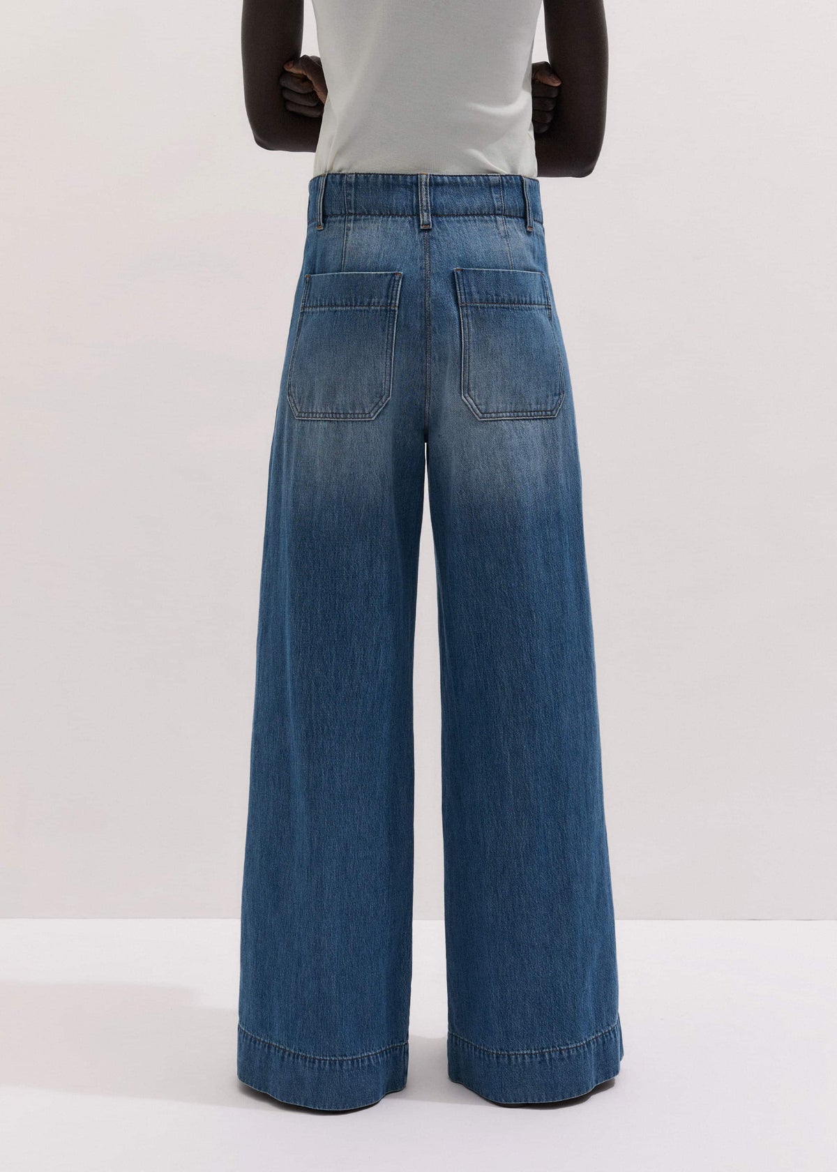 Mid-Blue High Waist Wide Jean | ME+EM