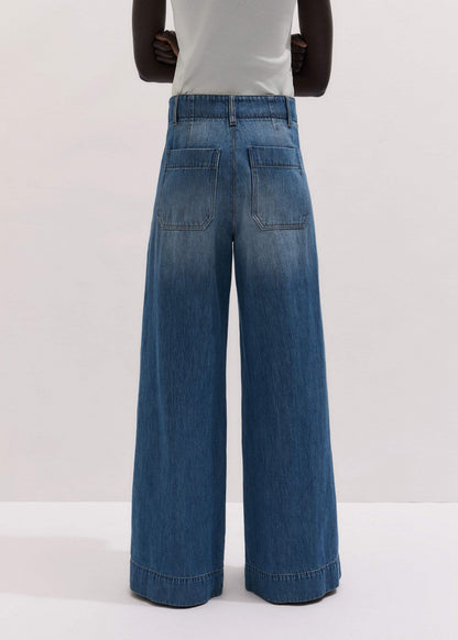 Mid-Blue High Waist Wide Jean | ME+EM