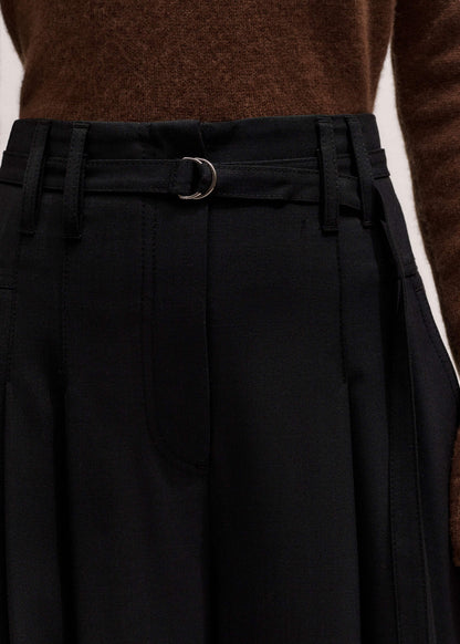 Black Wool Ultra Wide-Leg Pleat Pant | ME+EM