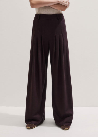 Red Wool Multi Pleat Wide-Leg Pant | ME+EM