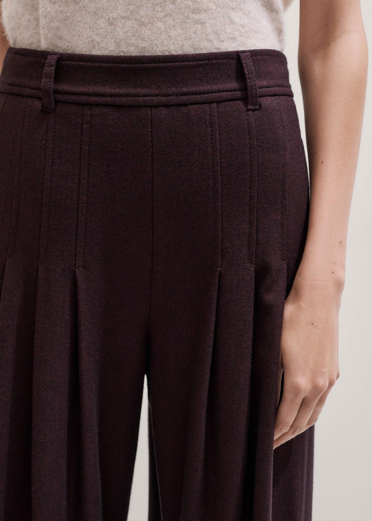 Red Wool Multi Pleat Wide-Leg Pant | ME+EM