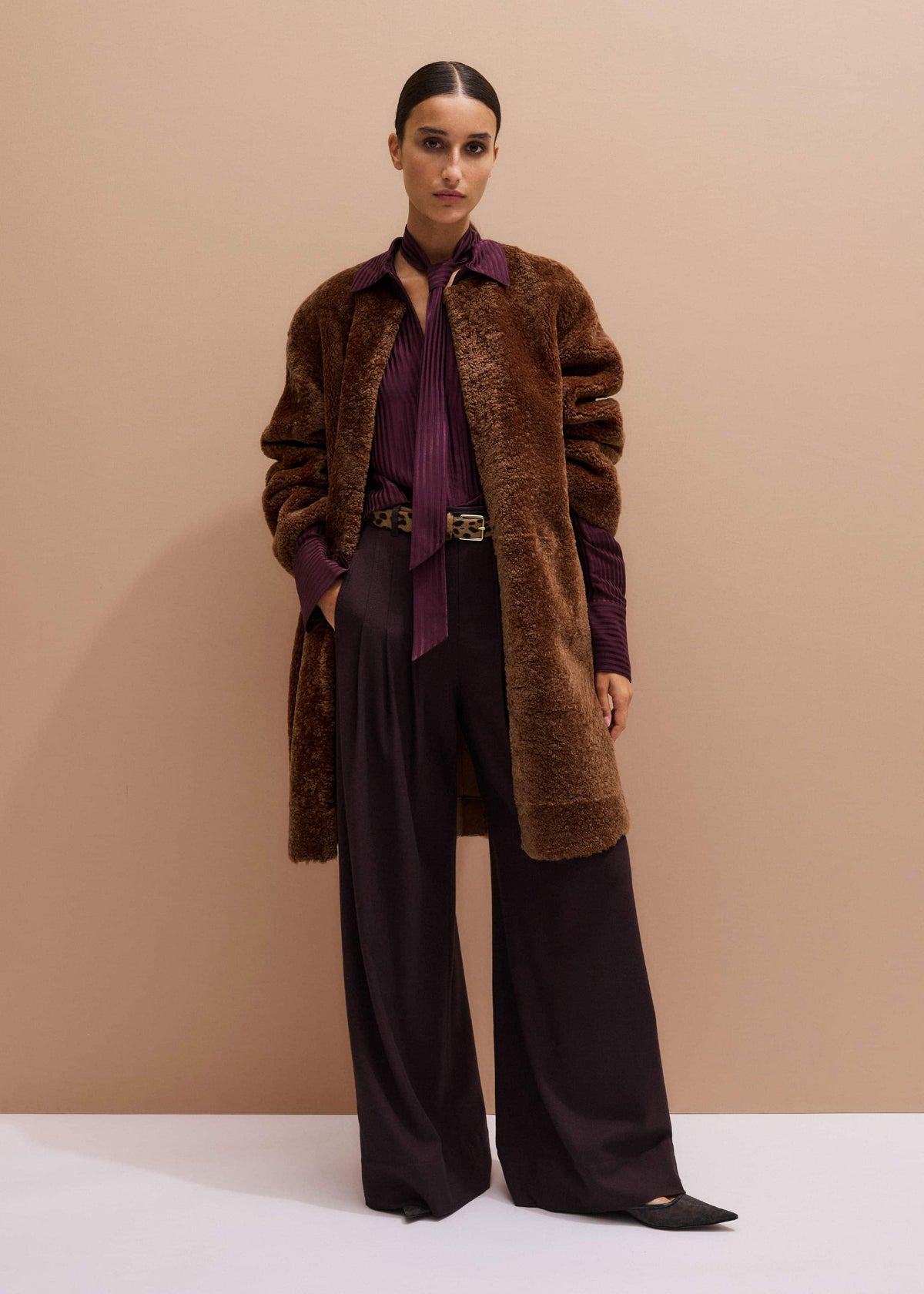 Red Wool Multi Pleat Wide-Leg Pant | ME+EM