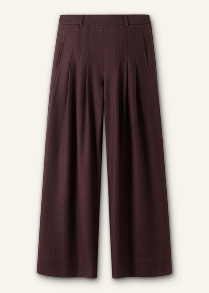 Red Wool Multi Pleat Wide-Leg Pant | ME+EM