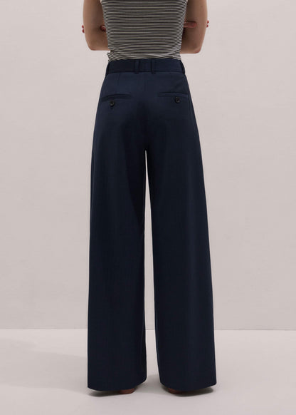 Navy Pinstripe Pleat Front Man Pant | ME+EM