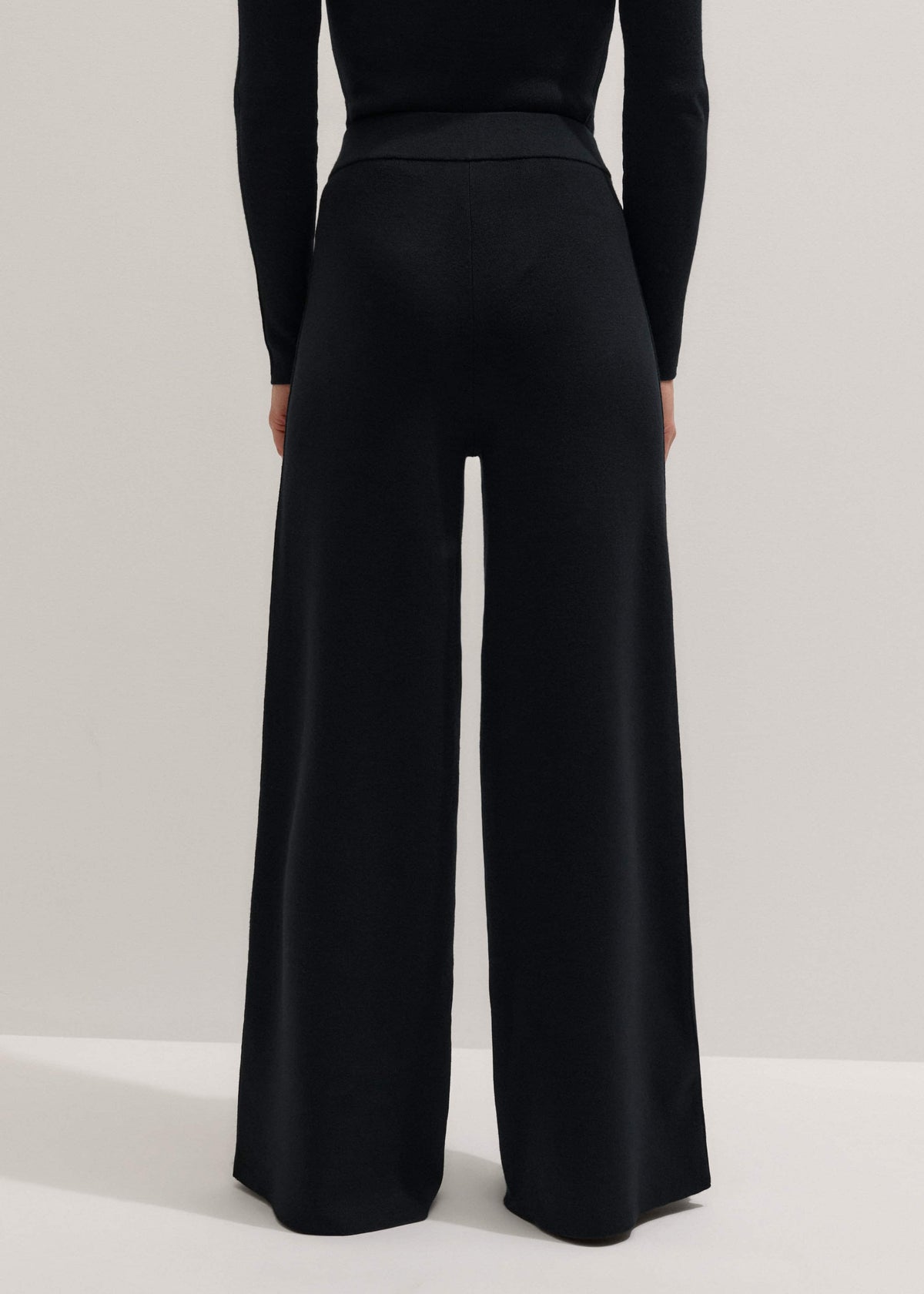 Black Silk Knit Evening Palazzo Pant | ME+EM