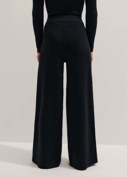Black Silk Knit Evening Palazzo Pant | ME+EM