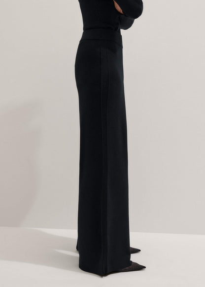Black Silk Knit Evening Palazzo Pant | ME+EM