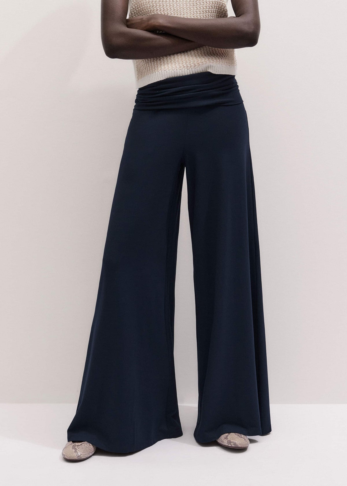 Navy Super Wide Palazzo Pant | ME+EM