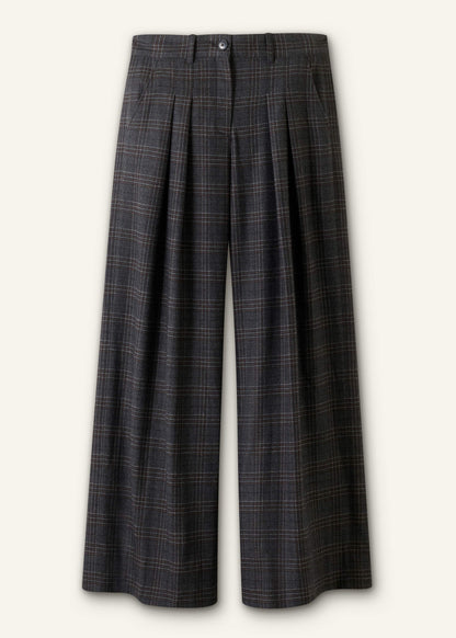 Gray Wool Wide-Leg Double Pleat Trouser | ME+EM