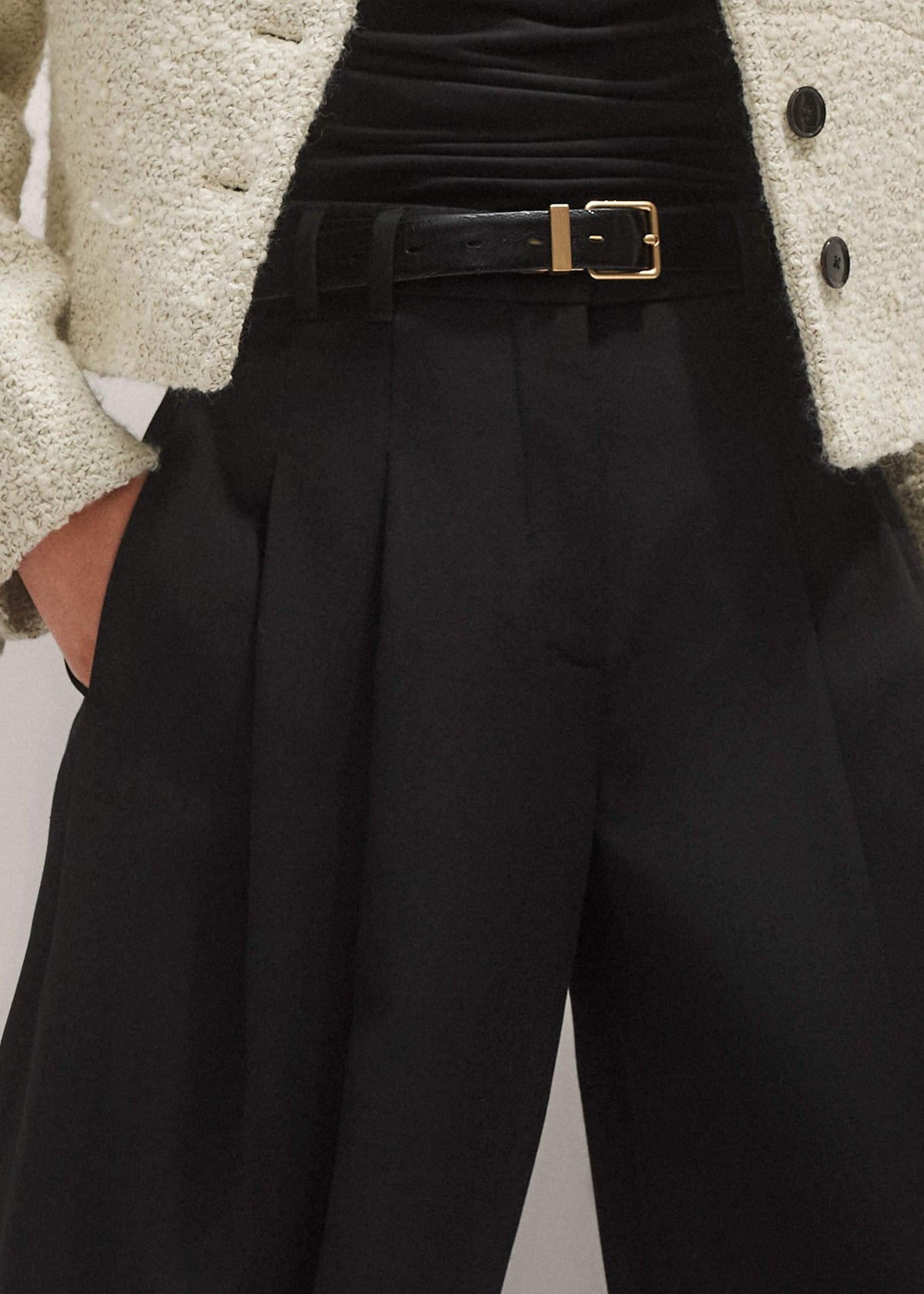 Black Wide-Leg Pleat Pant | ME+EM