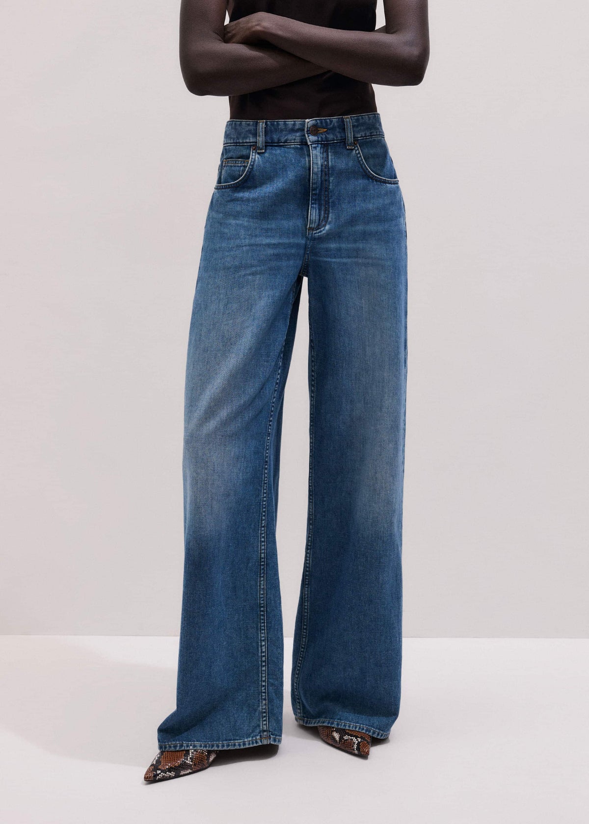 Blue Relaxed Baggy Wide-Leg Jean | ME+EM