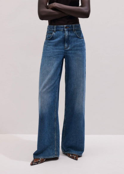 Blue Relaxed Baggy Wide-Leg Jean | ME+EM