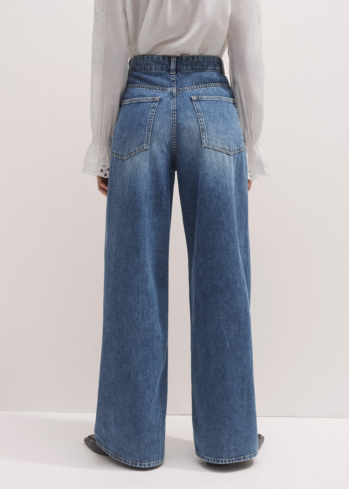 Blue Relaxed Baggy Wide-Leg Jean | ME+EM