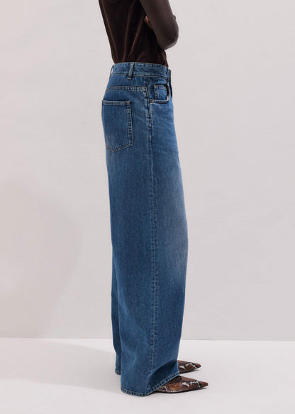 Blue Relaxed Baggy Wide-Leg Jean | ME+EM
