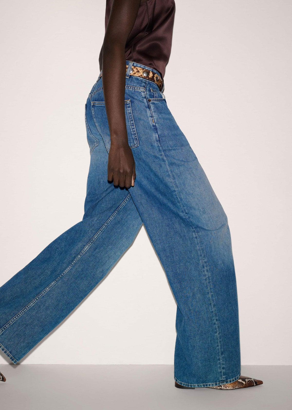 Blue Relaxed Baggy Wide-Leg Jean | ME+EM
