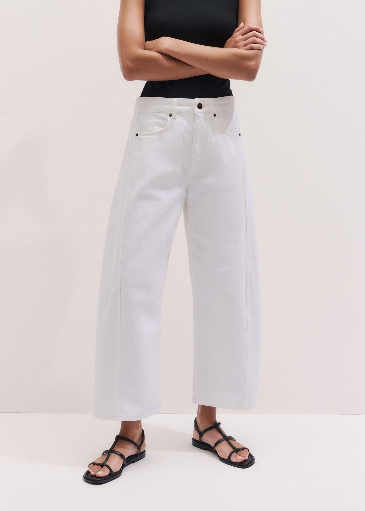 White Exaggerated Crop Jean | ME+EM