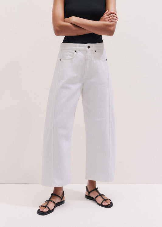 White Exaggerated Crop Jean | ME+EM