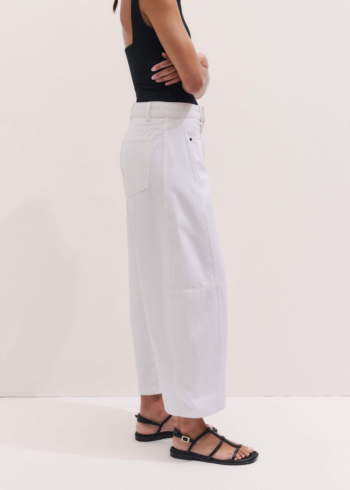 White Exaggerated Crop Jean | ME+EM
