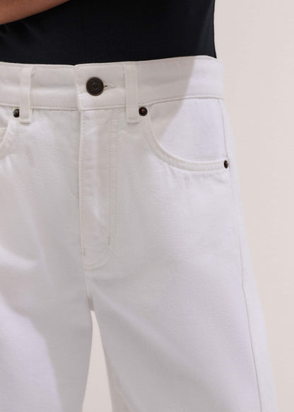 White Exaggerated Crop Jean | ME+EM