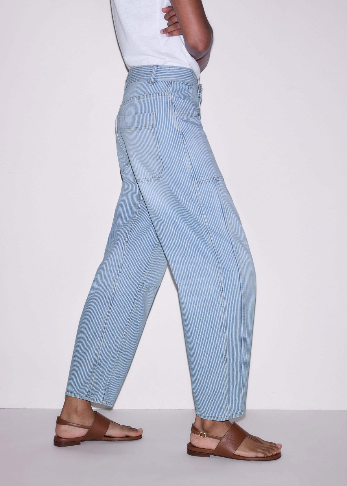 Blue Micro Stripe Engineered Leg Jean | ME+EM