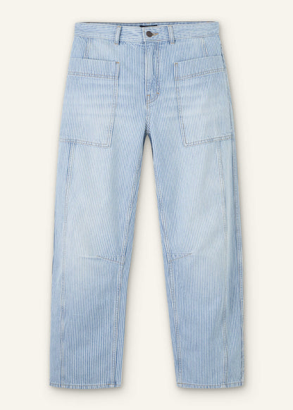 Blue Micro Stripe Engineered Leg Jean | ME+EM