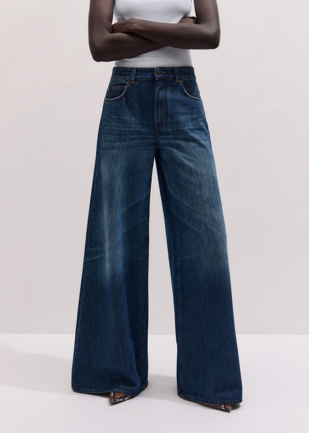 Mid Blue Super Wide Baggy Jean | ME+EM