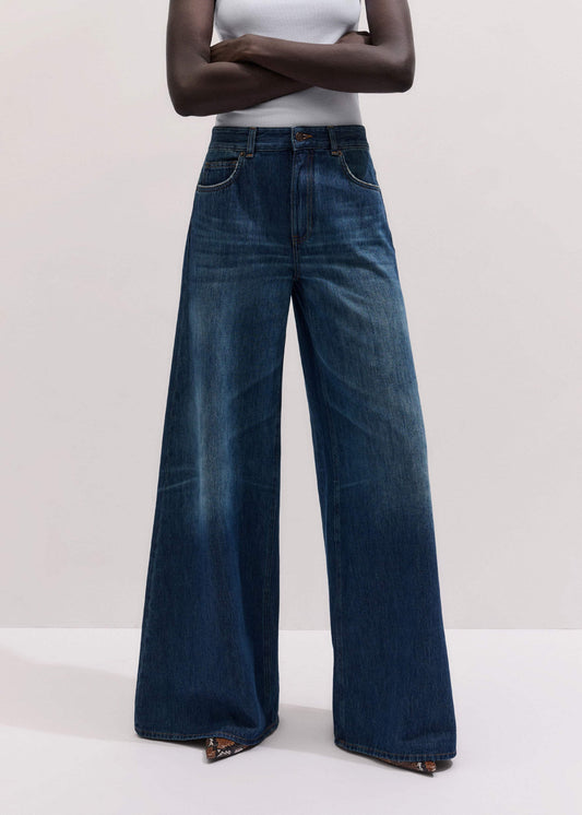 Mid Blue Super Wide Baggy Jean | ME+EM