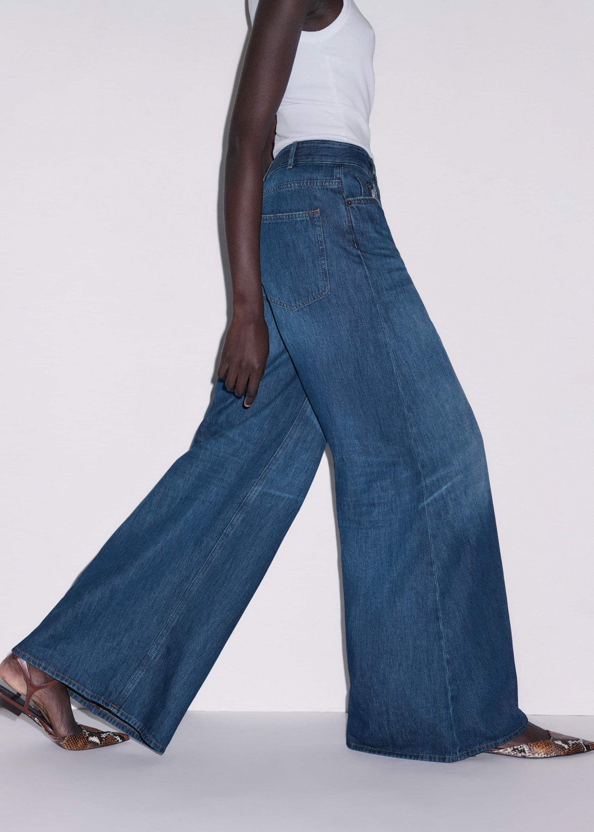 Mid Blue Super Wide Baggy Jean | ME+EM