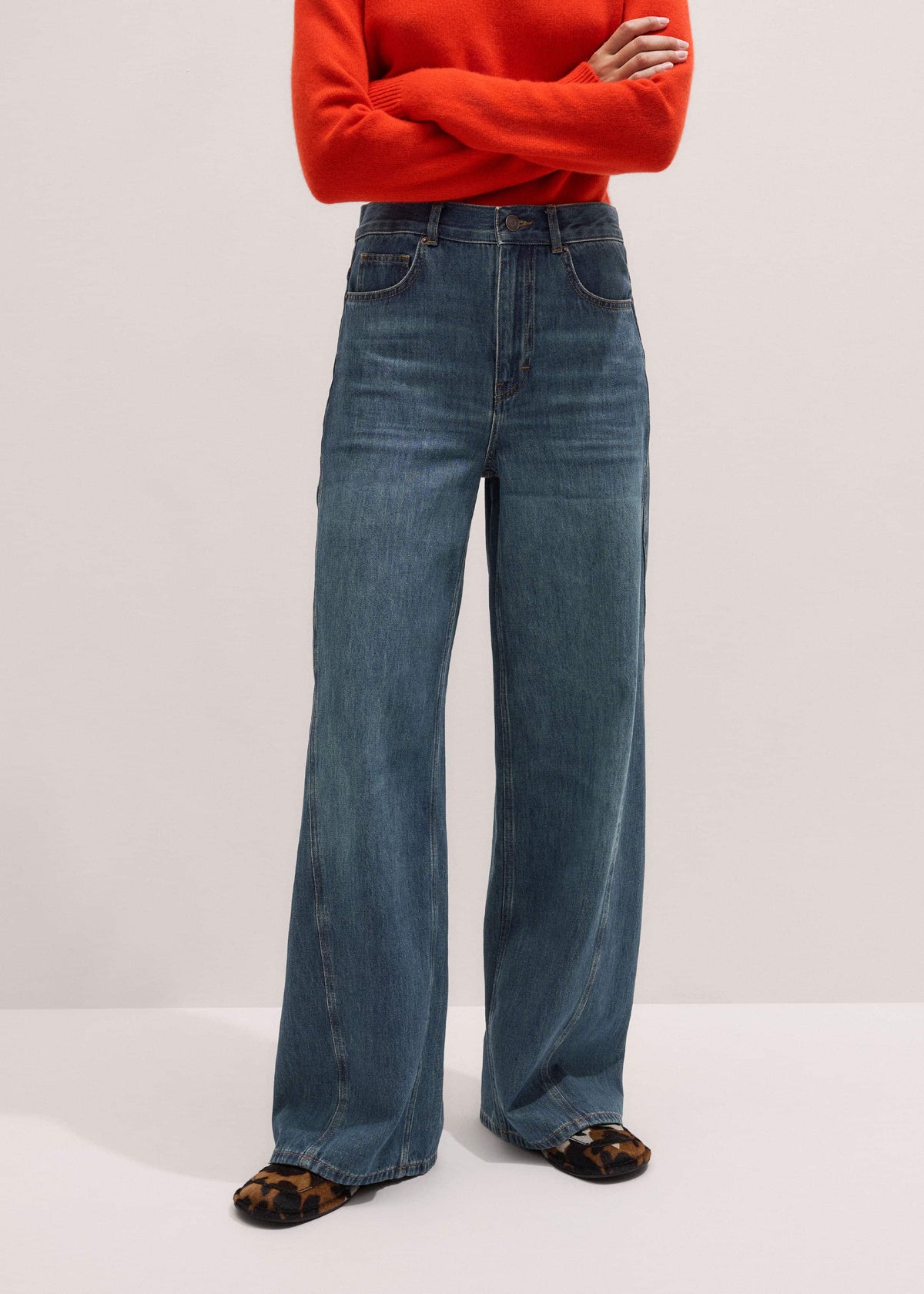 Blue Relaxed Straight Insert Jean | ME+EM