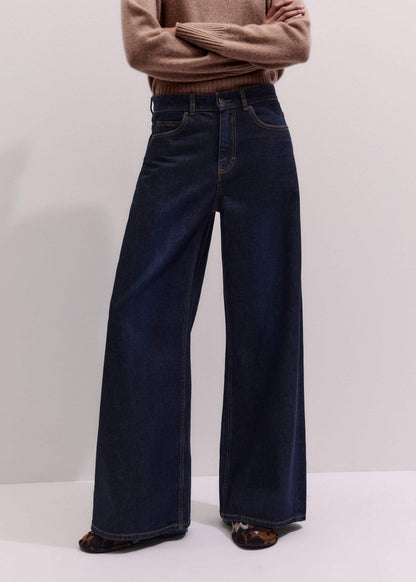 Dark Blue Rinse Wash Ultimate Wide-Leg Jean | ME+EM