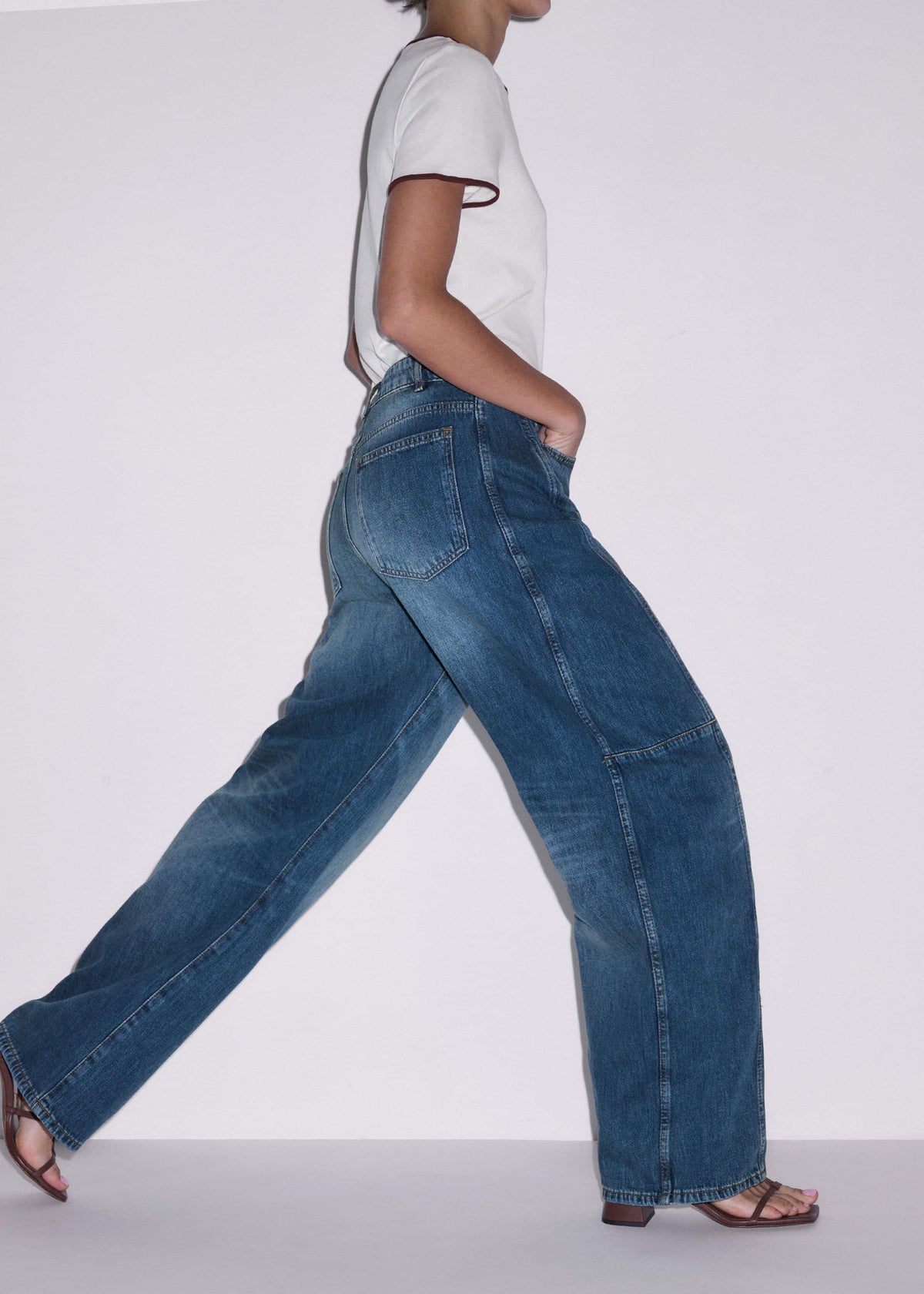 Mid Blue Exaggerated Tapered Jean | ME+EM