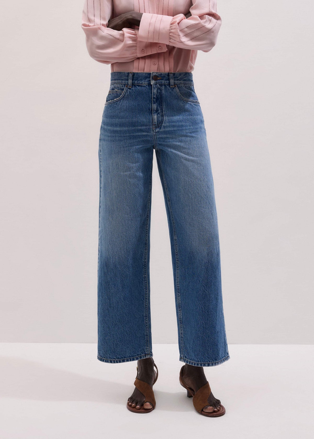 Light Blue Relaxed Straight Crop Jean | ME+EM